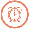 Salmon colored Yerba Montana clock icon, symbolizing aged yerba mate for enhanced flavor


