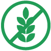 Green Yerba Montana icon of a crossed-out wheat stalk, symbolizing gluten-free mate