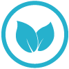 Blue Yerba Montana icon of leaves, symbolizing organic sourcing and processing


